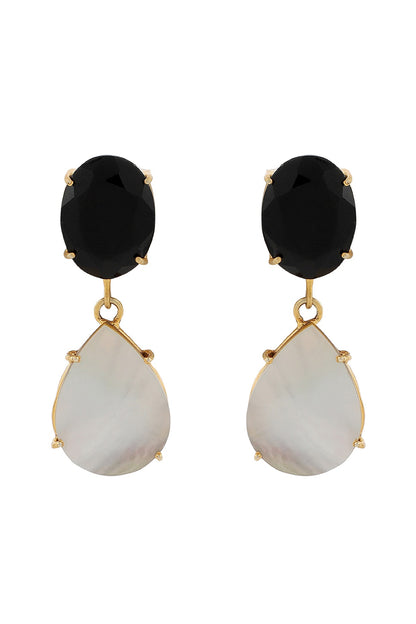 Gold Finish Quartz Teardrop Earrings