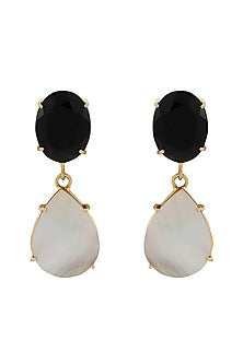 Gold Finish Quartz Teardrop Earrings