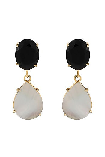 Gold Finish Quartz Teardrop Earrings