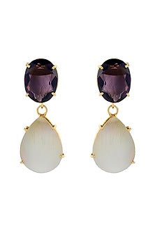 Gold Finish Amethyst Teardrop Earrings