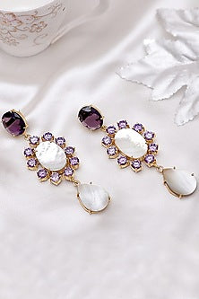Gold Finish Amethyst Dangler Earrings