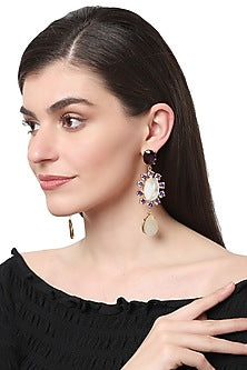 Gold Finish Amethyst Dangler Earrings