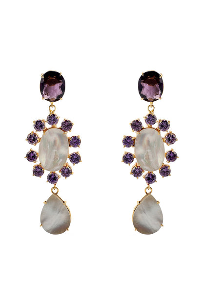 Gold Finish Amethyst Dangler Earrings