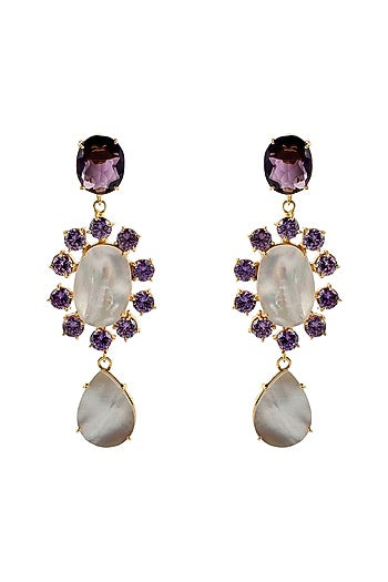 Gold Finish Amethyst Dangler Earrings