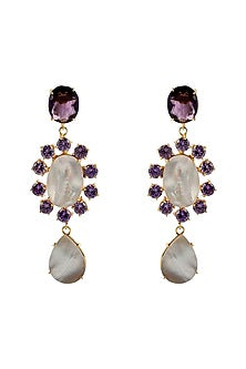 Gold Finish Amethyst Dangler Earrings