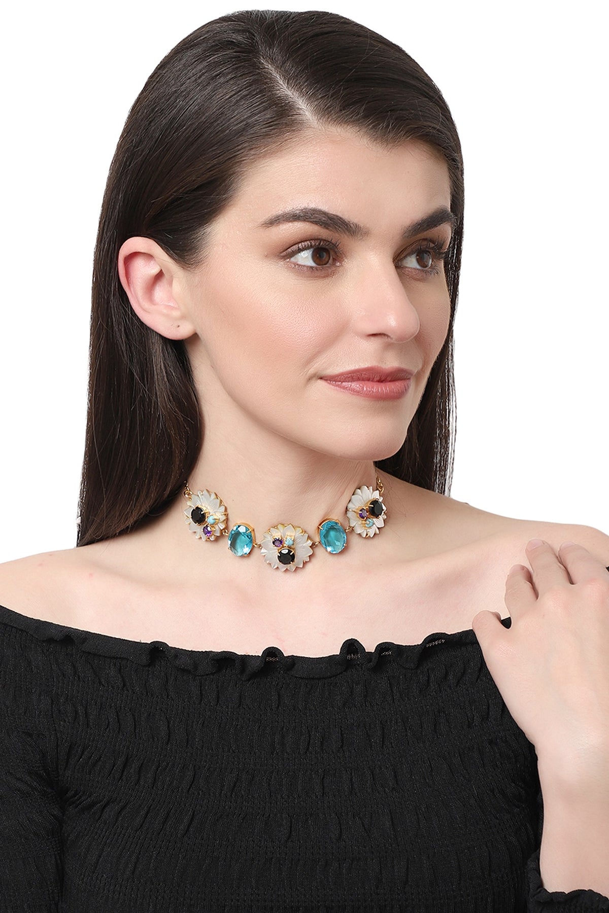 Gold Finish Onyx Handcrafted Necklace