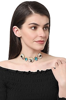 Gold Finish Onyx Handcrafted Necklace