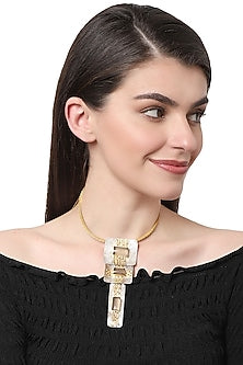Gold Finish Amethyst Long Necklace