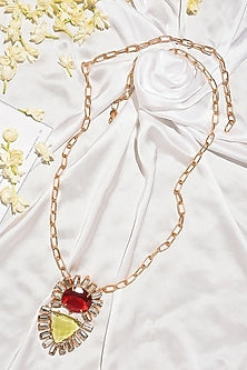 Gold Finish Semi Precious Gemstone Pendant Necklace