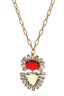 Gold Finish Semi Precious Gemstone Pendant Necklace