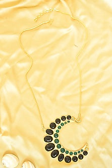 Gold Finish Black Onyx Pendant Necklace