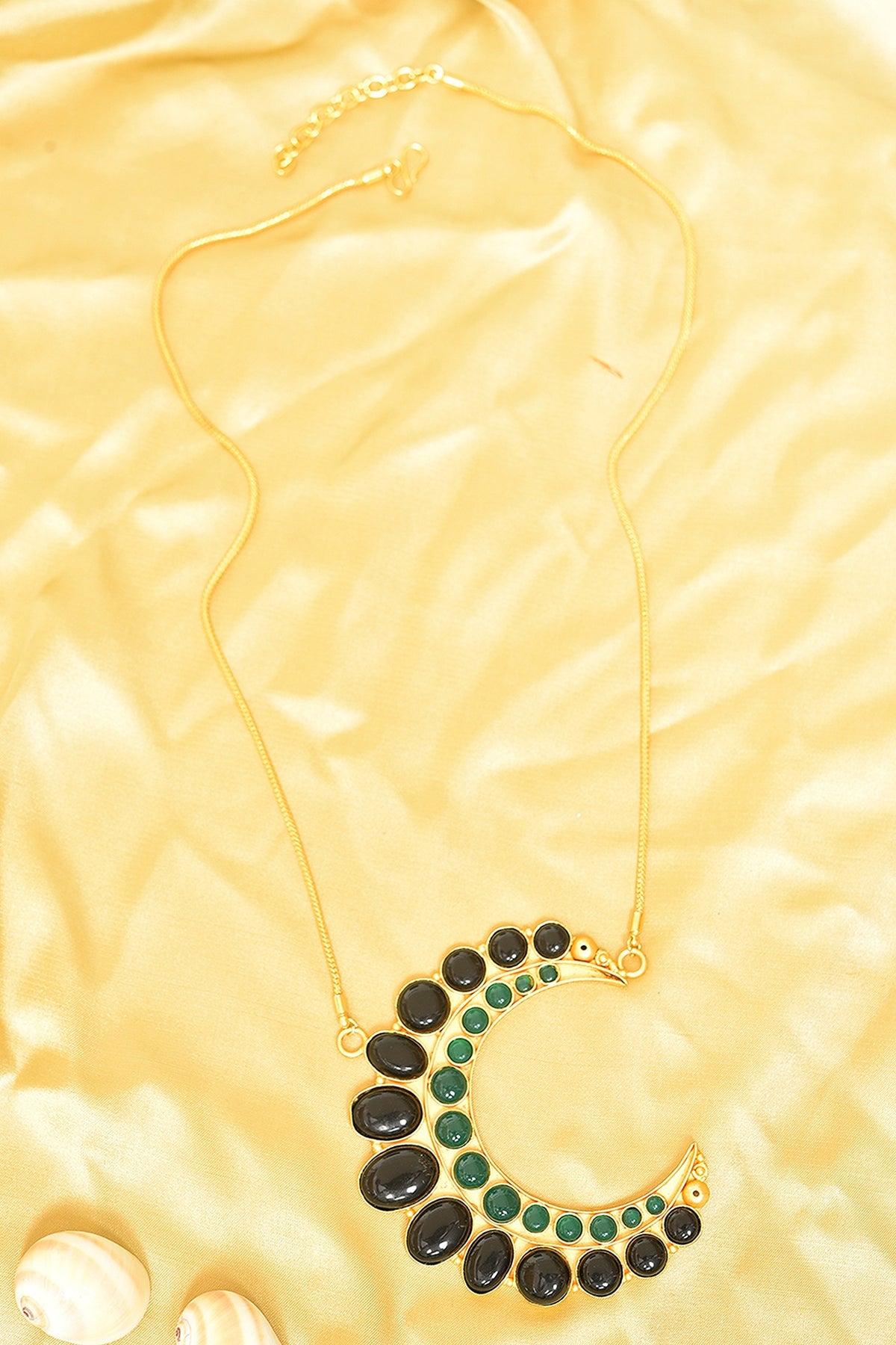 Gold Finish Black Onyx Pendant Necklace