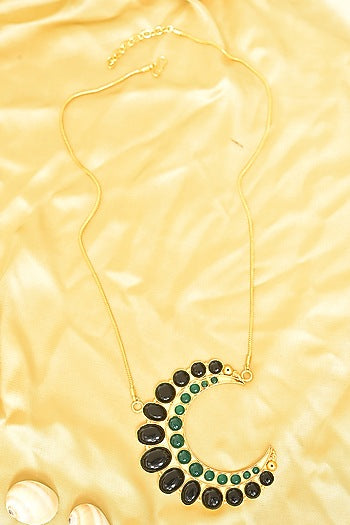 Gold Finish Black Onyx Pendant Necklace