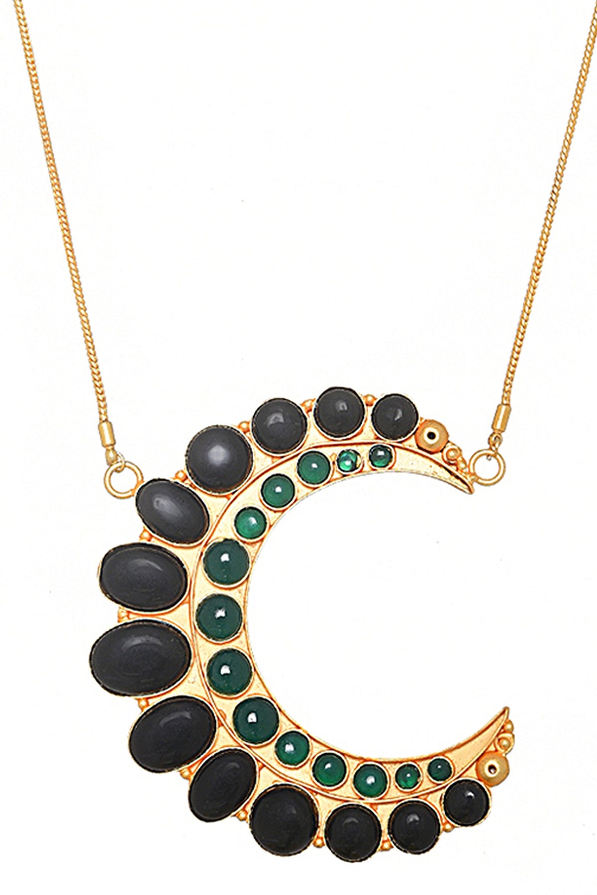 Gold Finish Black Onyx Pendant Necklace