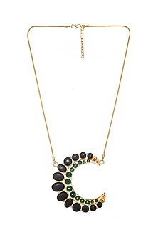 Gold Finish Black Onyx Pendant Necklace