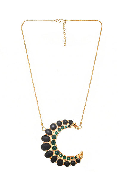 Gold Finish Black Onyx Pendant Necklace