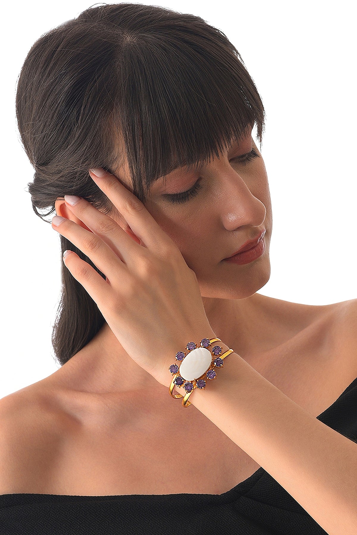 Gold Finish Amethyst Bracelet