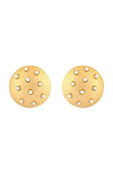 Gold Finish Pearl Stud Earrings