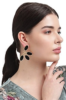 Gold Finish Black Onyx Stud Earrings