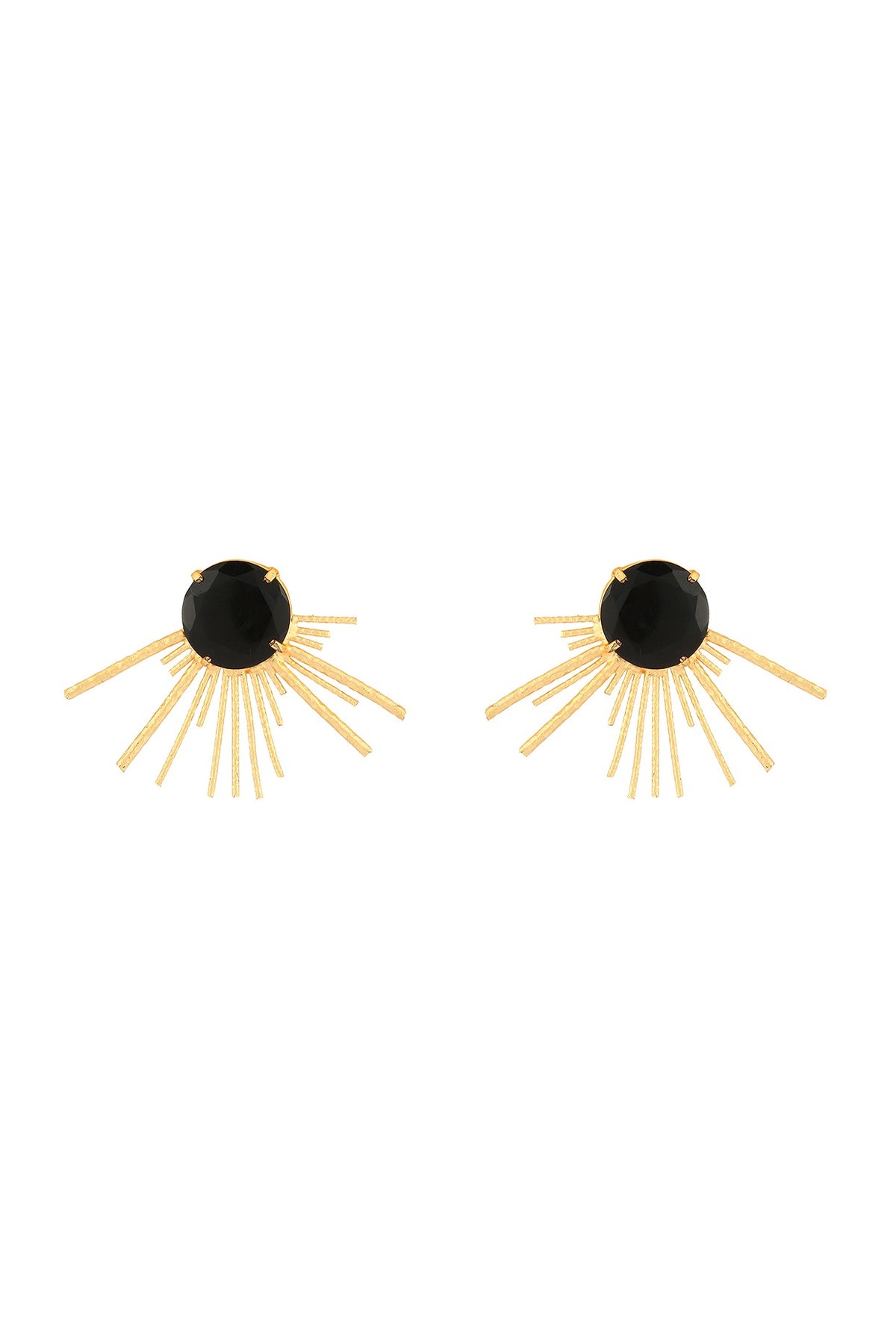 Gold Finish Onyx Stud Earrings