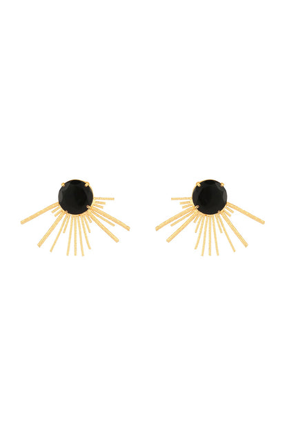 Gold Finish Onyx Stud Earrings
