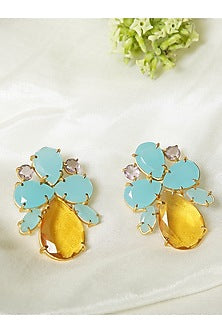 Gold Finish Onyx Stud Earrings