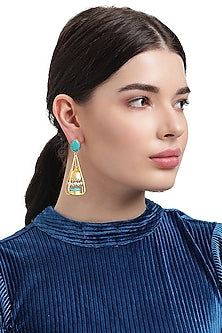 Gold Finish Turquoise Dangler Earrings