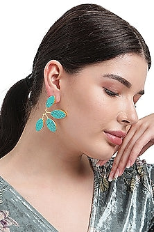 Gold Finish Turquoise Stud Earrings
