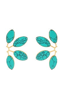 Gold Finish Turquoise Stud Earrings
