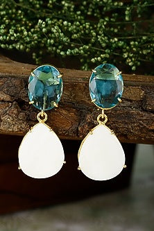 Gold Finish Onyx Earrings