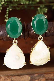 Gold Finish Onyx Earrings