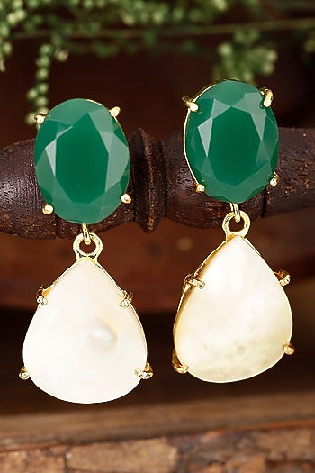 Gold Finish Onyx Earrings