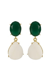 Gold Finish Onyx Earrings
