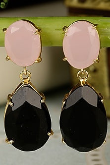 Gold Finish Onyx Earrings