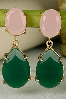 Gold Finish Onyx Earrings
