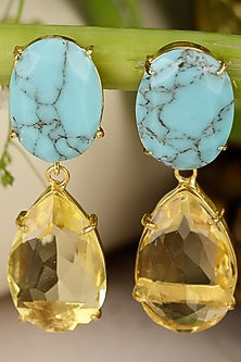 Gold Finish Onyx Earrings
