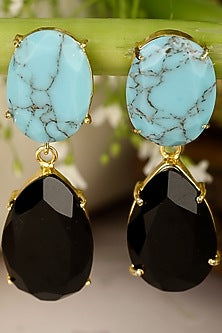 Gold Finish Onyx Earrings