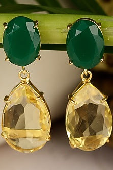Gold Finish Onyx Earrings