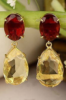 Gold Finish Onyx Earrings