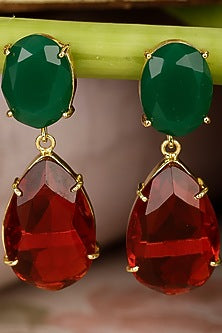 Gold Finish Onyx Earrings