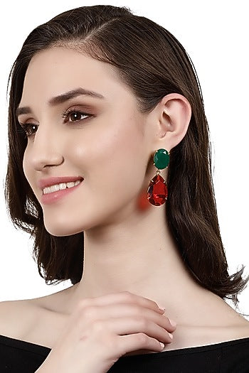Gold Finish Onyx Earrings