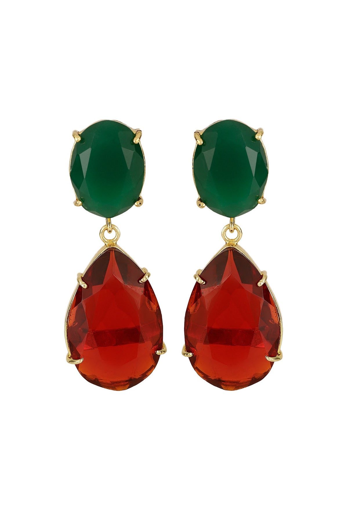 Gold Finish Onyx Earrings