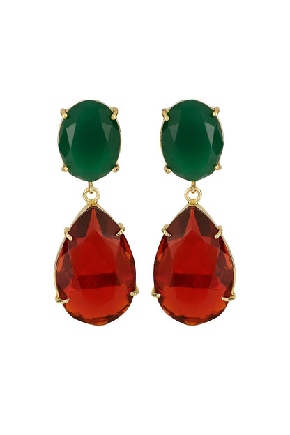 Gold Finish Onyx Earrings