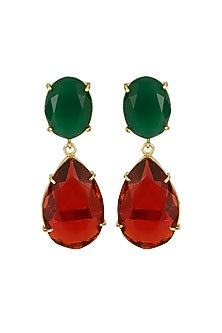 Gold Finish Onyx Earrings