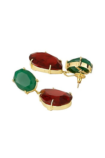 Gold Finish Onyx Earrings