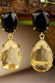 Gold Finish Onyx Earrings