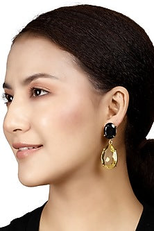 Gold Finish Onyx Earrings