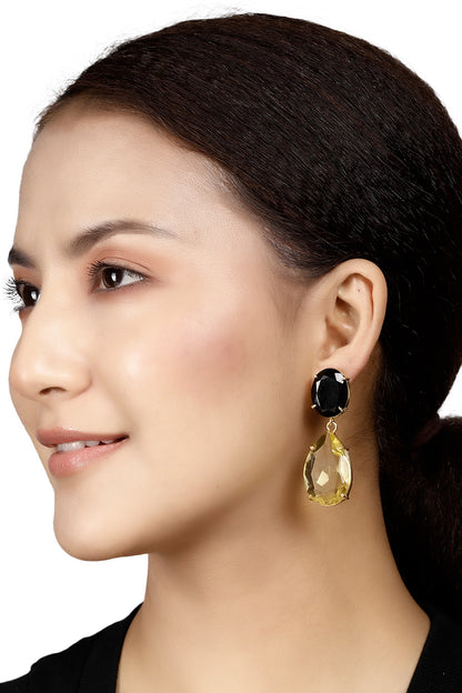 Gold Finish Onyx Earrings