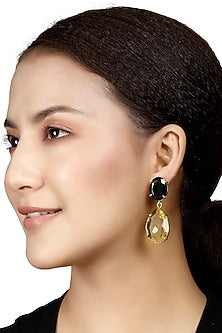 Gold Finish Onyx Earrings