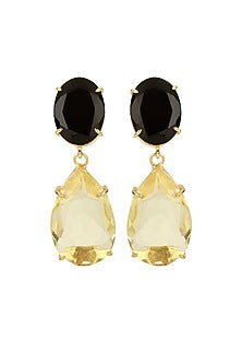 Gold Finish Onyx Earrings